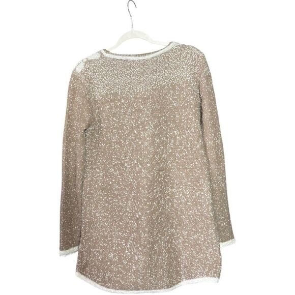 Tan White Bows Cream Knit Sweater - Picture 2 of 7